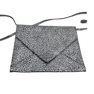 Furla Black Silver Animal Print Clutch | Medium Size